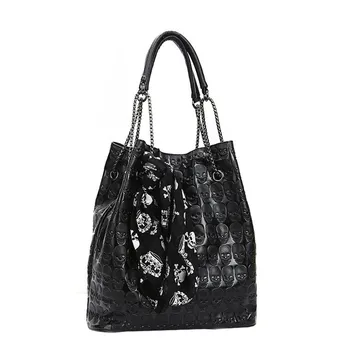 

Women Lady Hangbag Tote Shoulder Bucket Skull Skeleton Chain Wild Shopping Bag Popular Simple Fashion Large capacity Travel H1