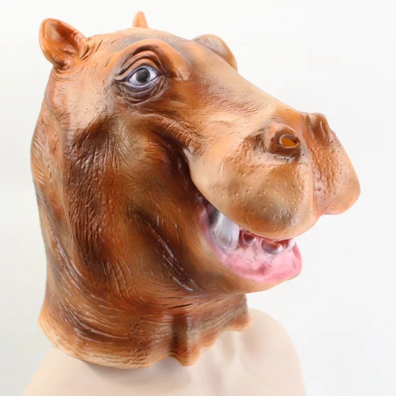 

Halloween Bar Party COS Hippo Mask Full Head Makeup Ball Horror Spoof Animal Latex Head Band