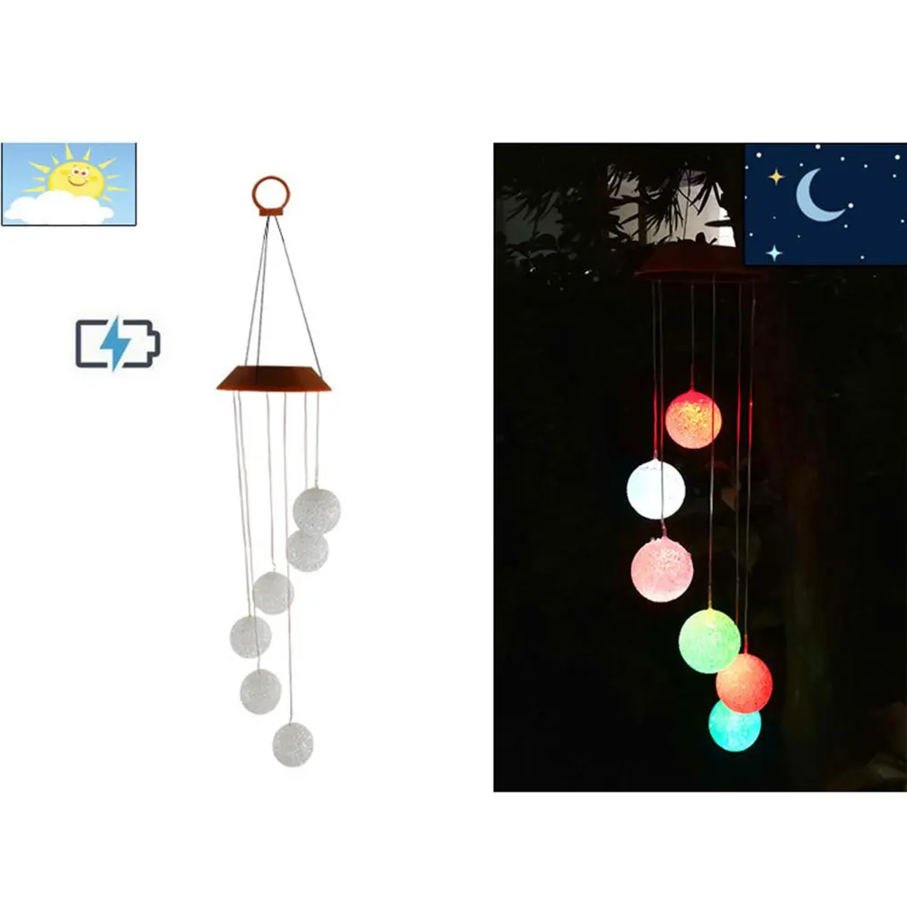 Décor ColorChanging LED Solar Powered Wind Chime Lights Yard Garden