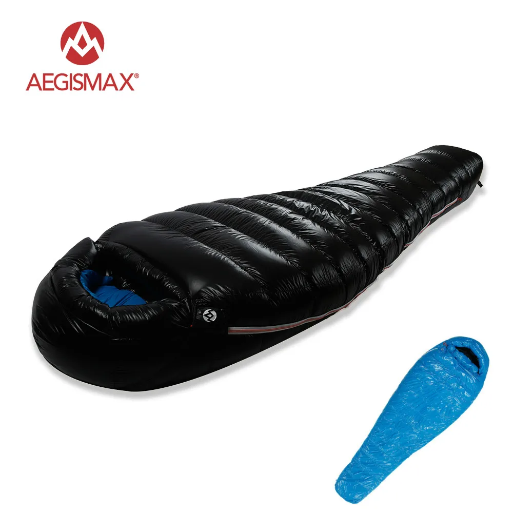 AEGISMAX G1-G5 95% White Goose Down Mummy Camping Sleeping Bags Winter Ultralight Baffle Design Splicing Double Sleeping Bags