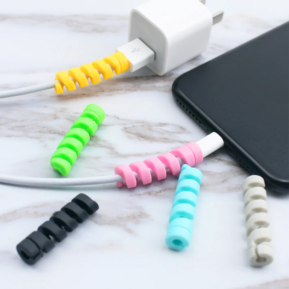 

10pcs Spiral Cable Protector Earphone Cable Korean Set Organizer Wire Data Line Winder Wrap Cord Cable USB Charging Headset Case