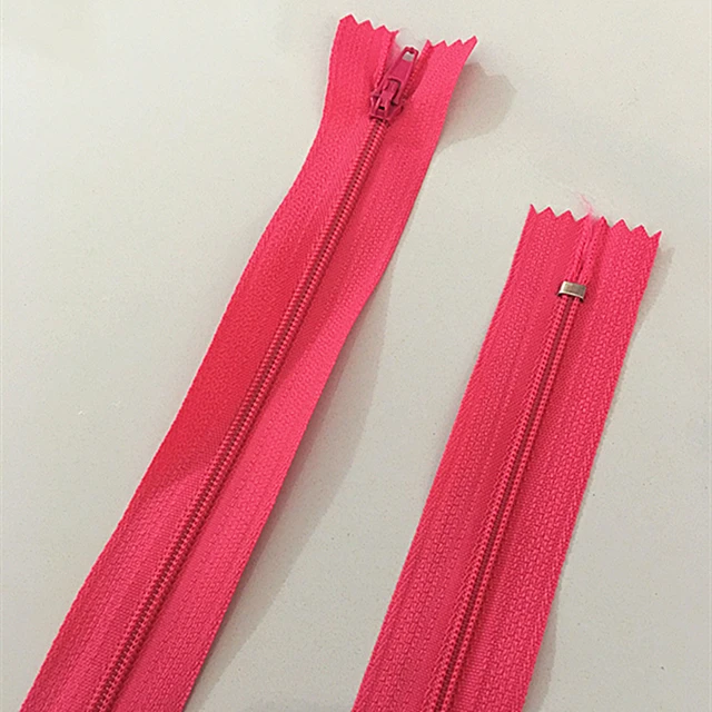 10pcs 10-60cm (4inch-24 Inch) Nylon Coil Zippers Tailor Sewer Craft Crafter's  (20 colors) Rose Red
