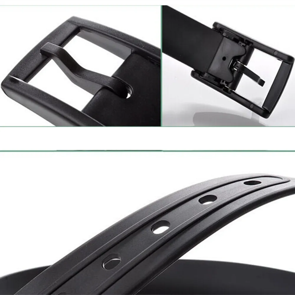Waist Belt Men's Women's Plain Smooth Silicone Rubber Leather Belt Plastic Buckle PD020
