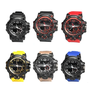 

Outdoor Sport Wrist Watch Double Display Lovers Popular Male Aristotle Function Led Electronics Waterproof Wrist Watch Pedometer
