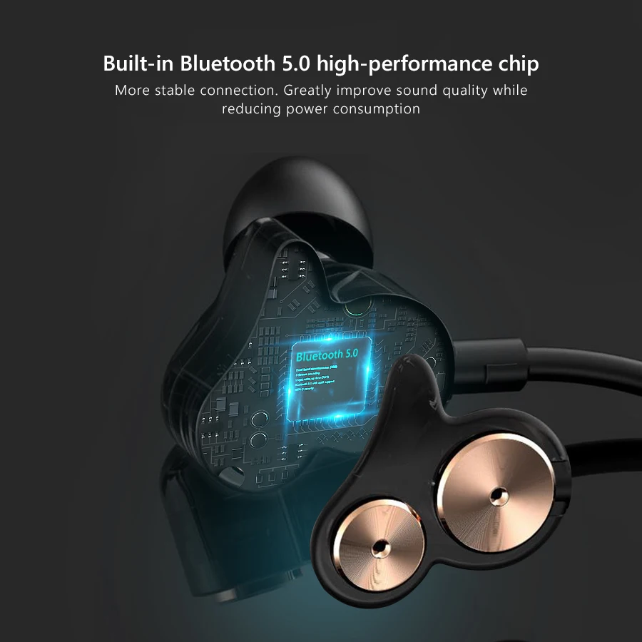 CBAOOO DT05 Bluetooth наушники 5,0 Беспроводные спортивные наушники с двойным драйвером бас стерео гарнитура Водонепроницаемая Шейная КСО 10H