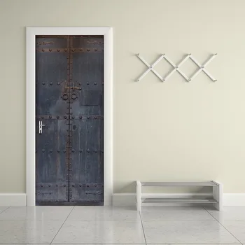 

New 3D Old Green Wooden Door Wall Mural Wallpaper Stickers Vinyl Waterproof Removable Decals for Home Room Decoration 30.3x78.7"