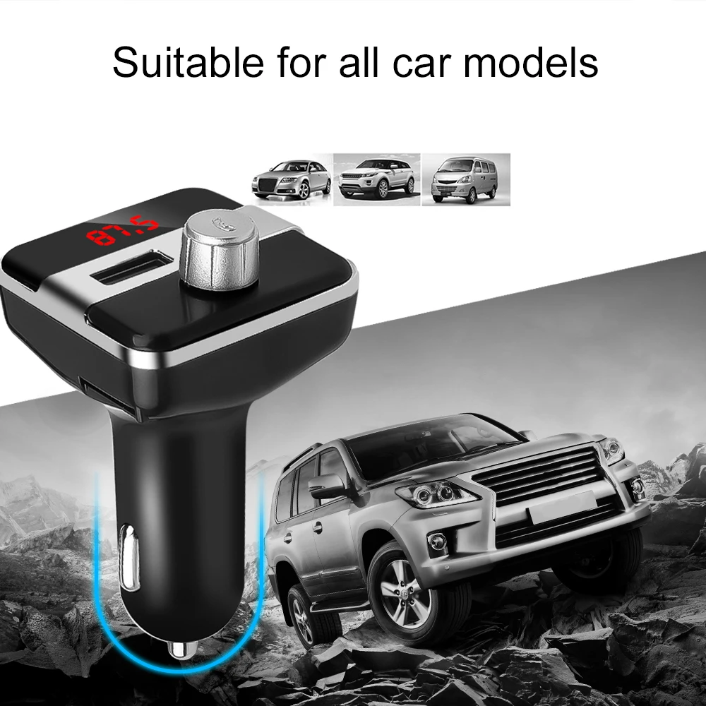 Fm-передатчик двойной USB зарядное устройство Bluetooth громкой связи автомобильный комплект u-диск TF карта AUX MP3 музыка воспроизведение беспроводной адаптер для автомобиля радио