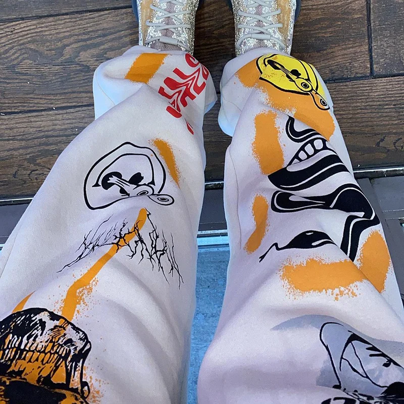 cartoon face print baggy sweatpants