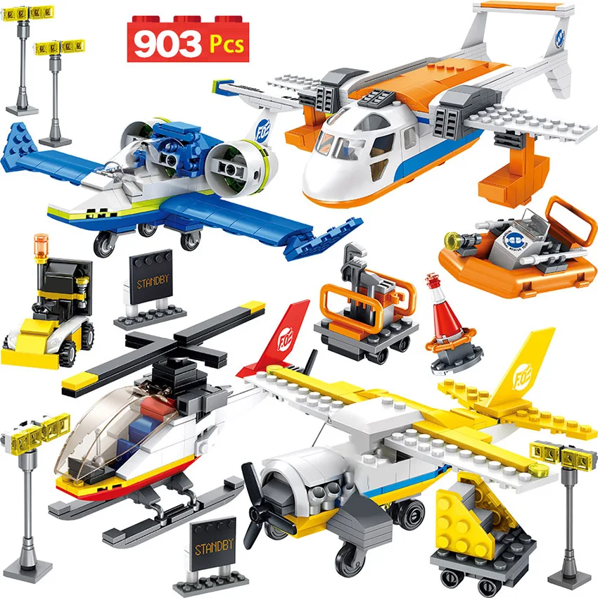City Airport Series Building block set creator cargo plane light helicopter rescue aircraft educational Brick Toys for children | Игрушки и