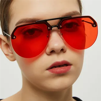 

Large frame trend frog mirror half surrounded sunglasses male hip hop fashion sunglasses female retro inted glasses