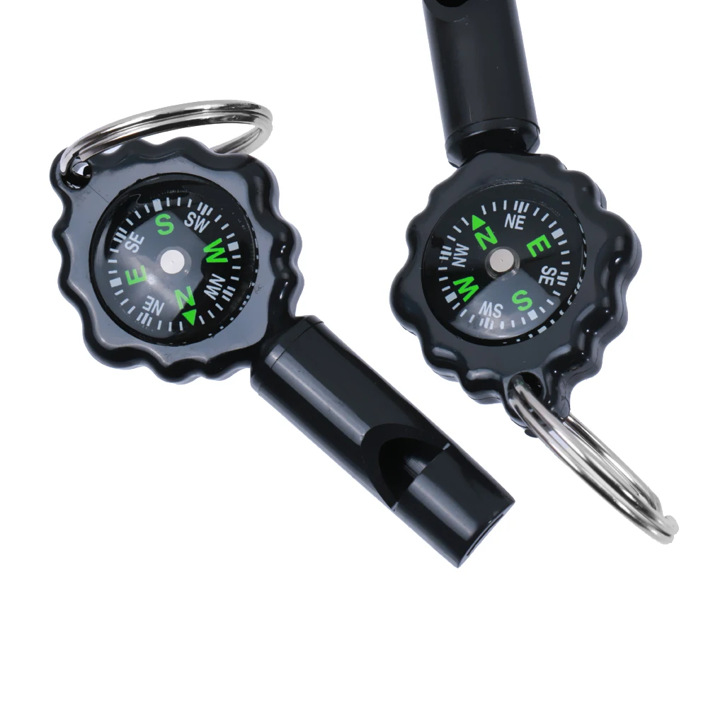 2x Portable Pocket Size Whistle Compass with Keychain for Outdoor Camping Hiking | Спорт и развлечения