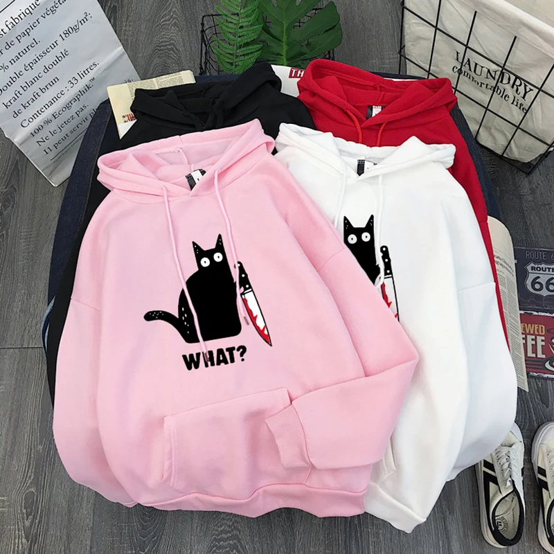

Women Hoody Horror Fashionable Casual Simple Letter Printing Harajuku Sweatshirts Ladies Warm Gothic Streetwear Punk