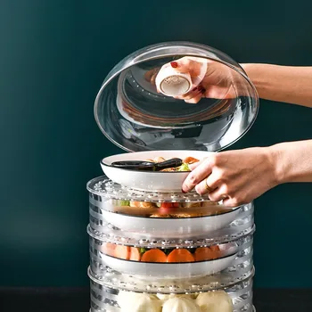 

Kitchen Transparent Circle Multilayer Freshness Rice Cover Thermal Food Cover Meals Food Cover Plastic Breathable Cover cai zhao