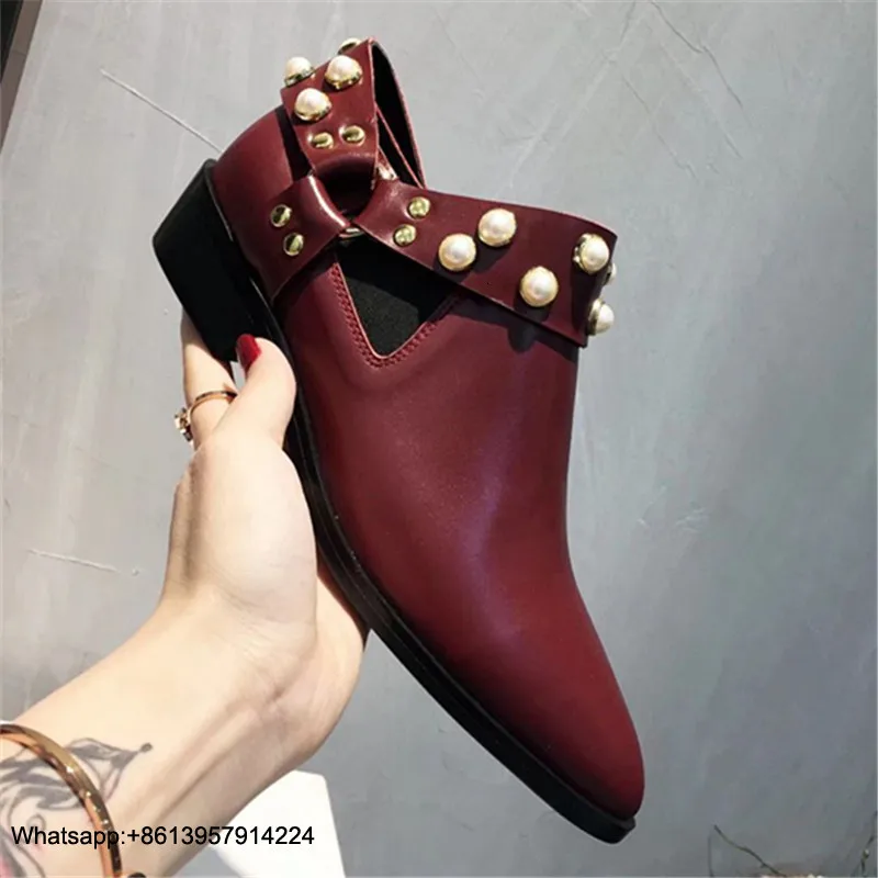 

Shoes Donna Women Scarpe Bota Feminina Low Heels Chaussures Femme Pointed Toe Ankle Boots Buckle Bullock Shoes Ladies Shoes