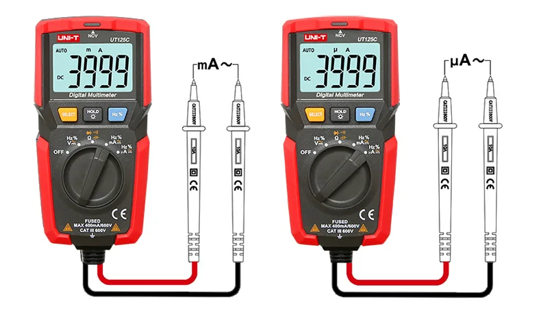 Цифровой мультиметр UNI-T UT125C карманный размер NCV тест низкого напряжения дисплей цифровой измеритель