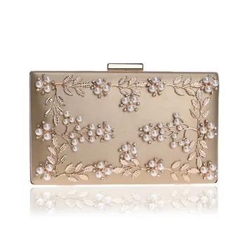 

Fashion Ladies Party PU Studded Clutch Trendy Luxury Lady Evening Bag Female Handmade Flower Evening Dress Banquet Bag