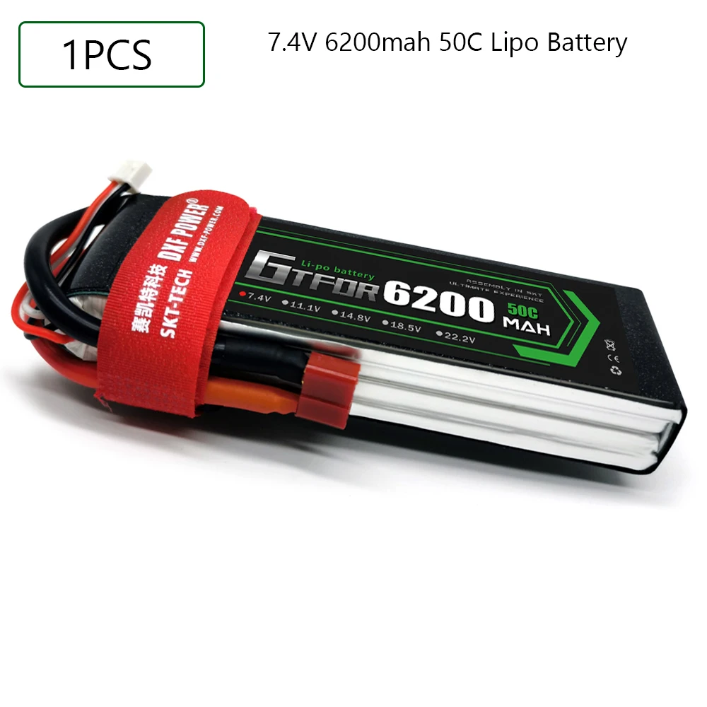 Fora de Estrada Barcos de Carro 50c para Corridas Gtfdr Lipo Bateria 6200mah 50c-100c Xt60 t Deans Xt90 Ec5 Fpv Drone Aviões rc Peças 2 s 7.4 v 3 6200mah 50c-100c xt60 t deans xt90 ec5