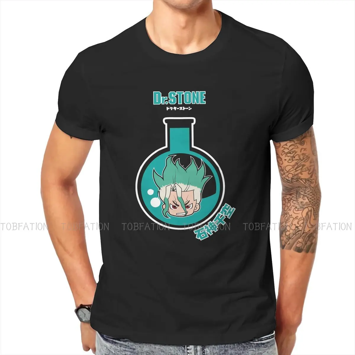 SENKU CHIBI O Neck TShirt Dr Stone Chemistry Anime Fabric Classic T Shirt Man's Tops Fashion Fluffy | Мужская одежда