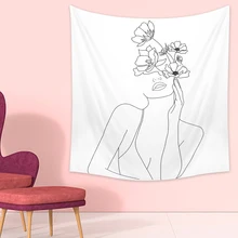 Домашний пляжный коврик минимализм подвесной арт для пикника Женский цветочный принт домашний декор спальня настенный гобелен гостиная