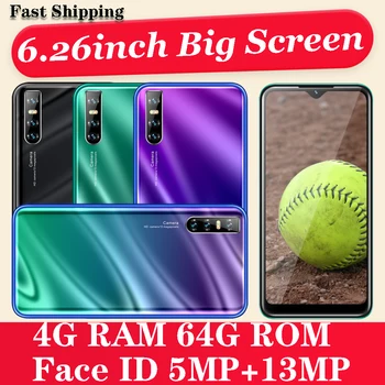 

Y9 Smartphones 4G RAM 64G ROM 6.26" Water Drop Screen Android Mobile phones 5MP+13MP Face ID unlocked celulares Global version