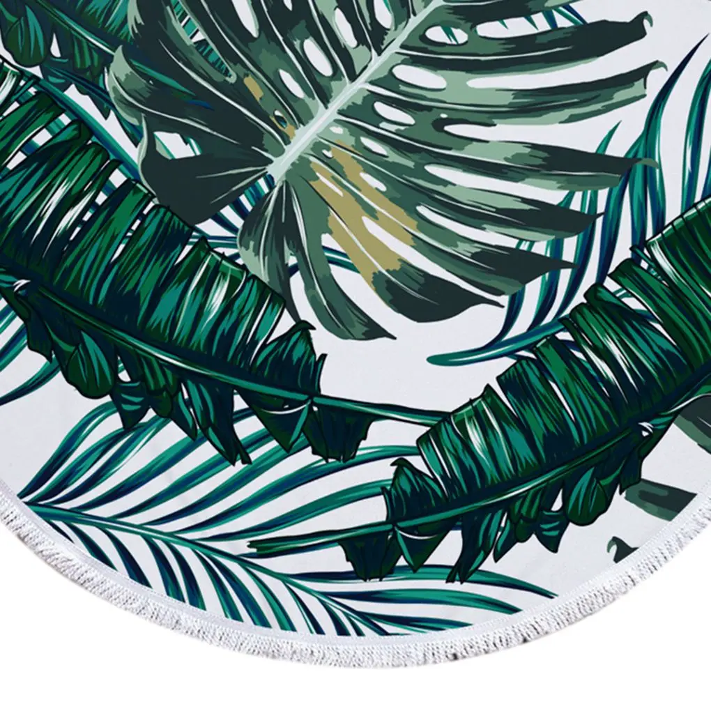 ChzzHare Brand Round Beach Rug Green Leaf Throw Blanket Colorful Tapestry Circle Rugs Meditation Casual Beach Rug