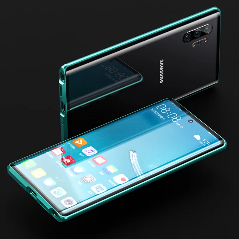 Чехол для Samsung Note 10 Plus A7 A9 2018 A10 A20 металлический корпус двухсторонний чехол из
