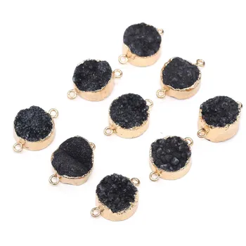 

Natural Semi Precious Stone Connector Black Onyx Circula DIY Bracelet Necklace Making Jewelry Findings Package Sale 20x30mm
