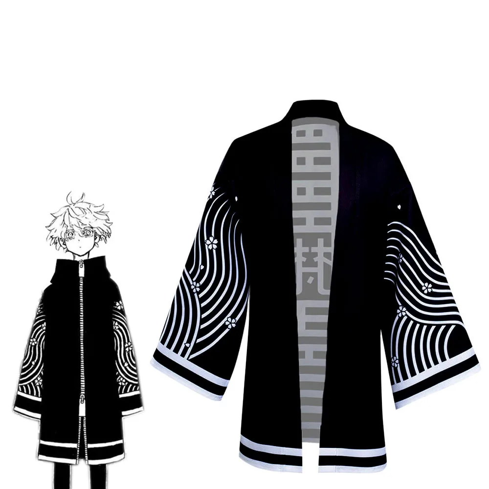 

Anime Tokyo Revengers Senju Kawaragi Cosplay Adult Black Cloak Halloween Costume Outfit Men