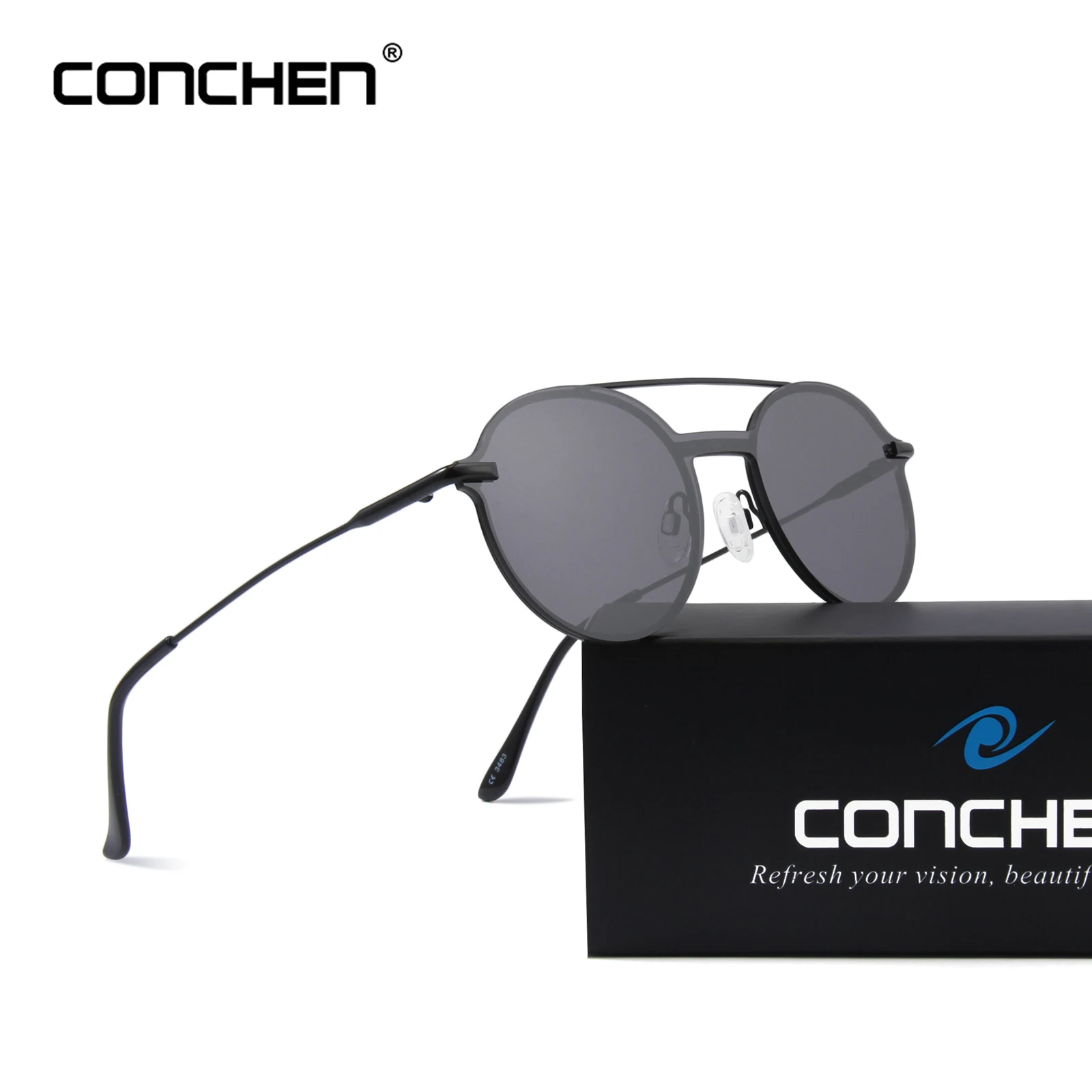 Круглые Солнцезащитные очки CONCHEN Uv400 для мужчин и женщин стильные цельнокроеные