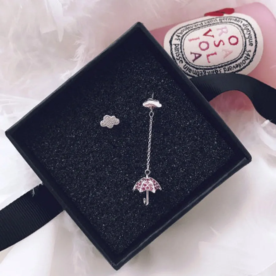 

S925 Pin Umbrella Asymmetric Earrings Temperament Cloud Irregular Long Earrings Women Fashion Jewelry Accessories Gift