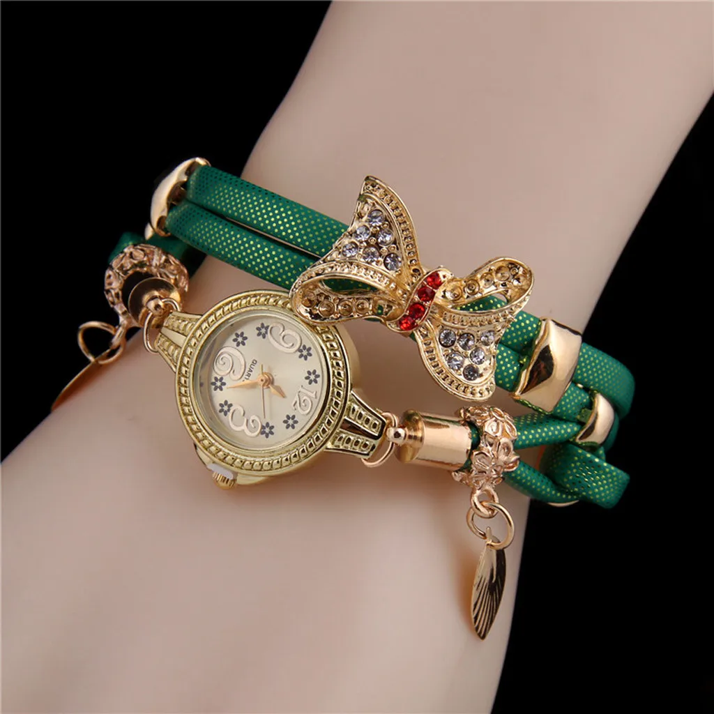 2021 New Watches Butterfly Retro Rhinestone Bracelet Watches Women Lovely Wedding Quartz Watches Часы Женские Наручные