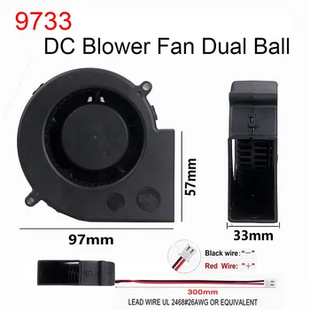 Best 100 Pcs Gdstime 9733 Ball Bearing DC 2 Pin 97mm Blower Fan 12V 9cm Ventilation Axial Motor Cooling Fan 97x33mm Wholesale