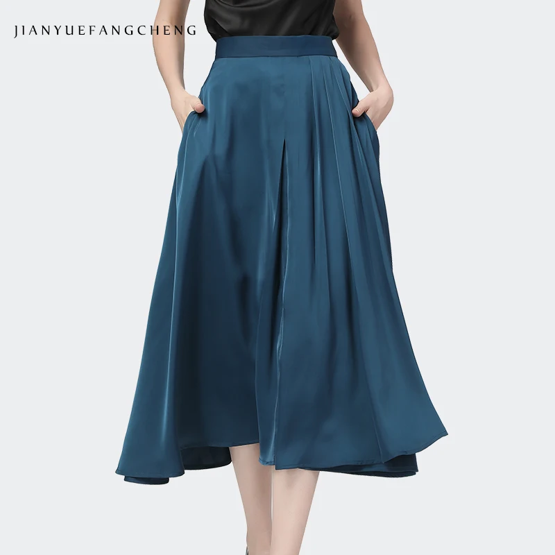Jupe midi fendue Femme - Imprimé marine