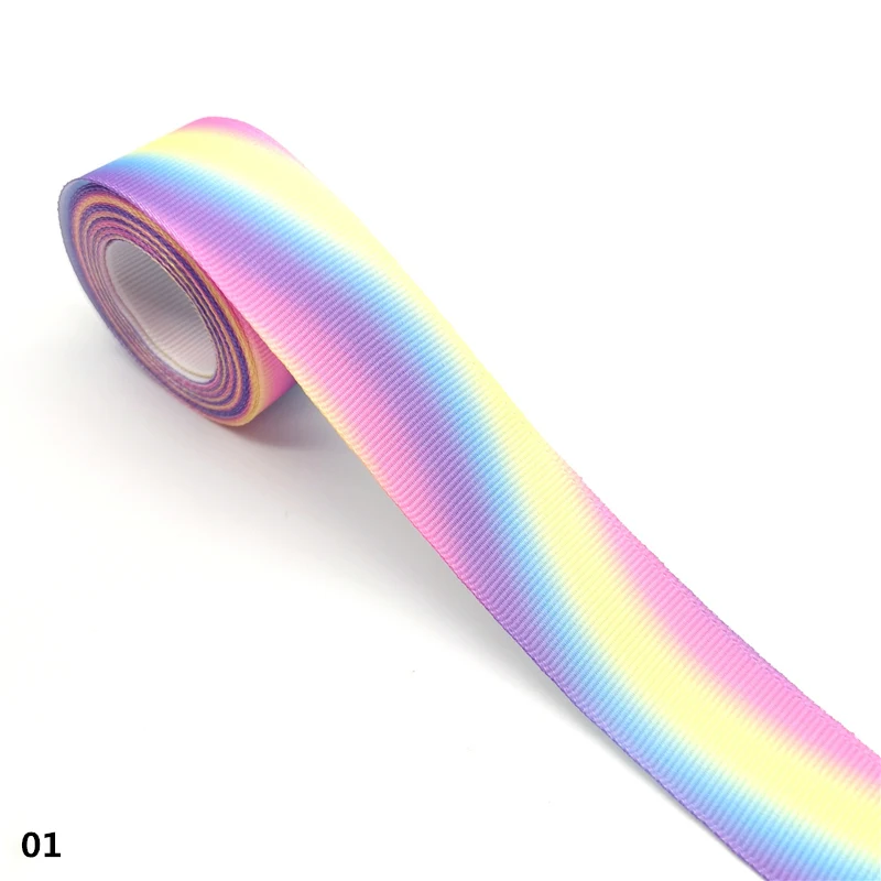 Grosgrain Ribbon 3 yards 10-75mm Gradient Rainbow For Wedding Home Decor DIY Gift Wrapping Party