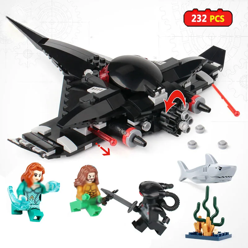 

For Children Black Manta Fight Aquaman 232pcs Building Blocks Compatible Legoed Marveled Avengers Super Hero Figure Airship Toys
