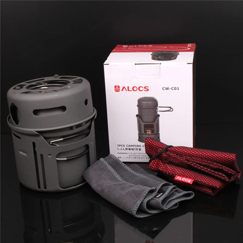 

2019 7 Pieces Camping Outdoor Cooking Set Portable Cooker Camping Cookware Bowl Cooker Cooker Picnic BBQ Trip 1-2 People