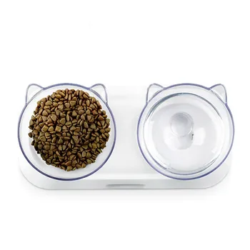 

Double Bowls With Raised Stand Non-slip Cat Bowls Pet Food And Water Bowls For Cats Dogs Feeders Cat Bowl Pet Supplies