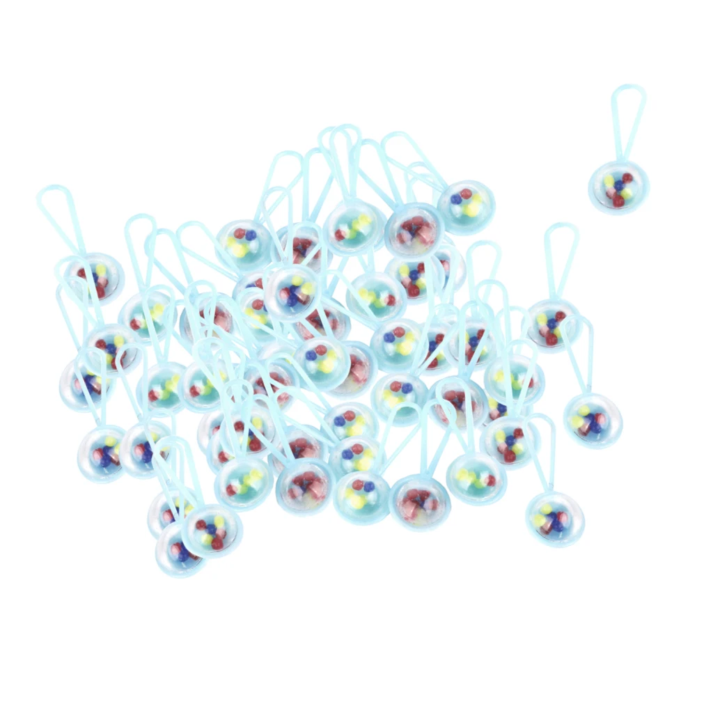 50pcs Mini Rattles Boys Baby Shower Favors Table Scatters Charms Decor Blue