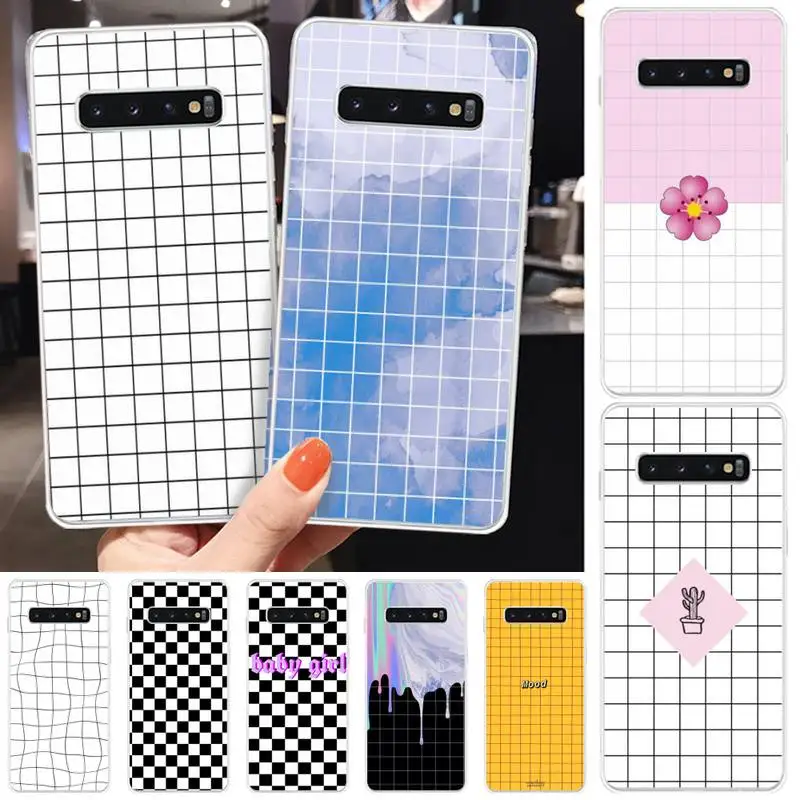 Черно-белый клетчатый полосатый DIY чехол для телефона с принтом Samsung S5 6 7 8 9 10 S8 S9 S10