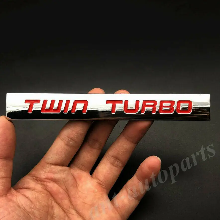 

Metal Chrome Red Twin Turbo Engine Car Emblem Badge Decals Sticker 3.5 6.4L