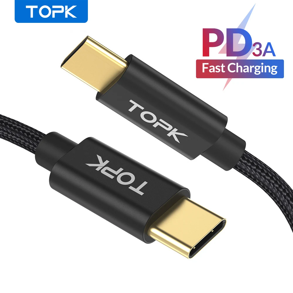 TOPK AN80 60 Вт 3A USB Type C к кабель для Samsung Galaxy S10 S9 Plus Note 9 Oneplus 6t PD QC3.0 быстрой