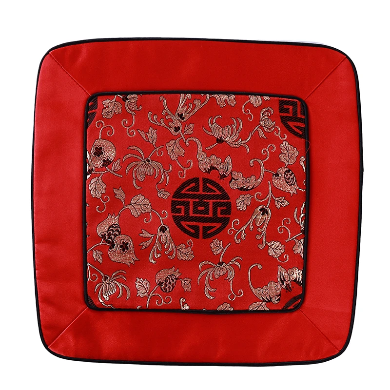 Red Pomegranate Chinese Dining Table Mat Patchwork Vintage Square Insulation Pad Natural Mulberry Placemats Kitchen Accessories - Цвет: Red Pomegranate