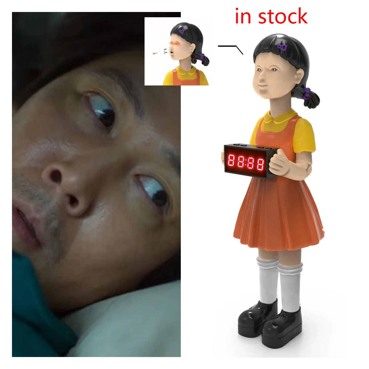 New Squid Game Alarm Clock Fires Bullets To Wake You Up Red Light Green Doll Funny | Дом и сад