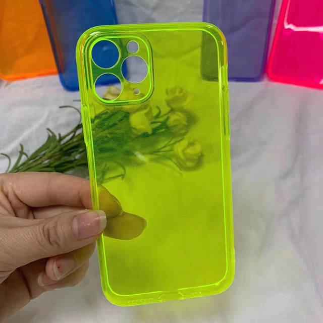 iphone 13 12 11 Pro Max Mini XR X XS Max 6 8 7 Plus SE 2020 Fashion Neon Fluorescent Color Phone Case Transparent Soft Cover
