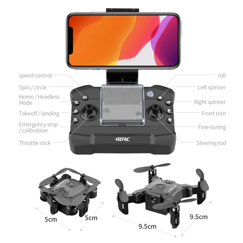 V2 RC Mini Drone 4K HD Camera RTF WIFI FPV Aerial Photography Altitude Hold Folding Quadcopter With VR Remote Control Helicopter