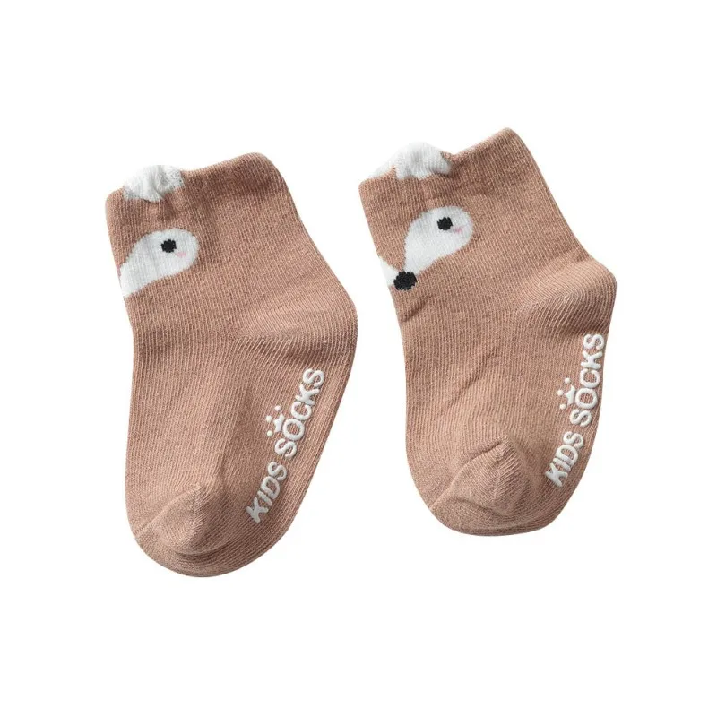 Brown(1-3 years old) Хлопковые носки с рисунком для маленьких мальчиков и девочек Теплые нескользящие носки-тапочки гетры - Цвет: Brown(1-3 years old)