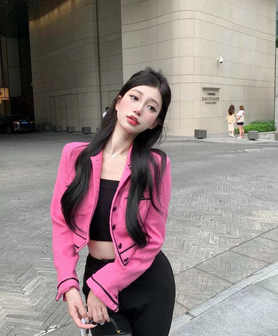 Женское твидовое пальто в стиле ретро Длинная Верхняя одежда с лацканами