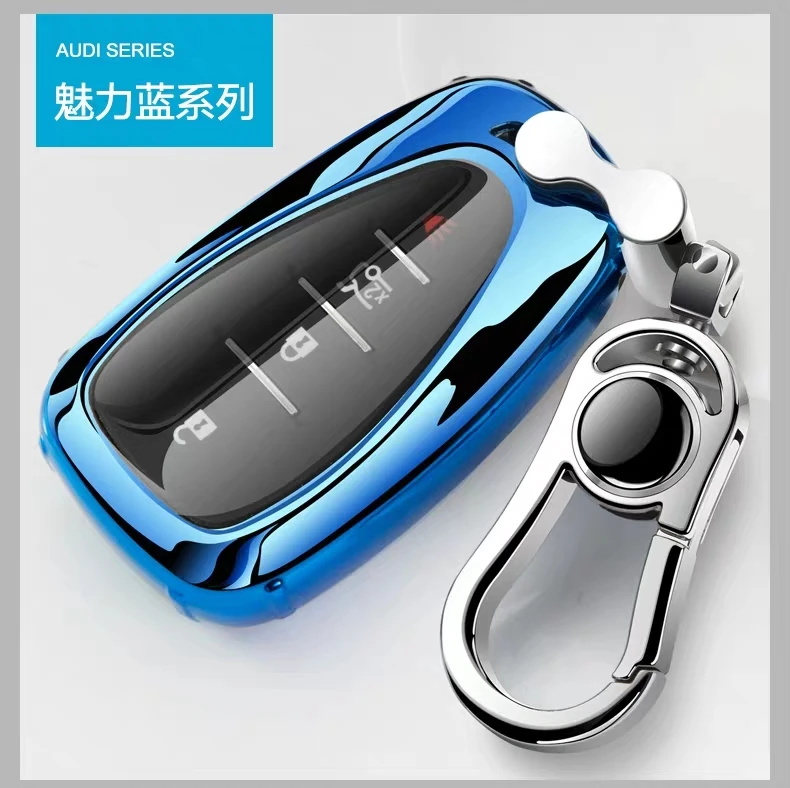 ТПУ чехол для ключей автомобиля для Chevrolet Cruze Malibu Equinox Sonic Traverse Camaro Smart Keyless Entry дистанционного ключа крышка - Название цвета: blue