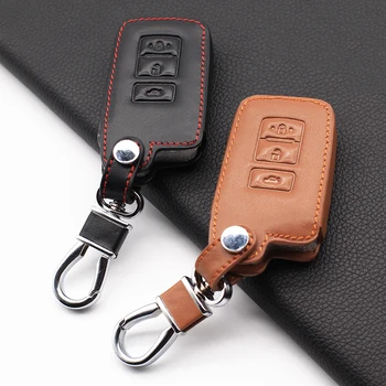 

100% Leather Car Key Cover for Toyota camry corolla avalon rav4 land cruiser 2 Buttons Smart Key Protector Case
