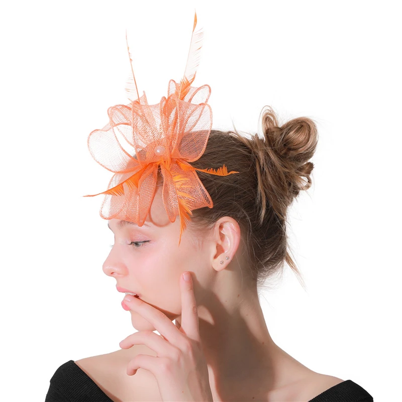 Очаровательные женские аксессуары для волос millinery шпилька с причудливым пером элегантная Коктейльная заколка для волос женский головной Убор